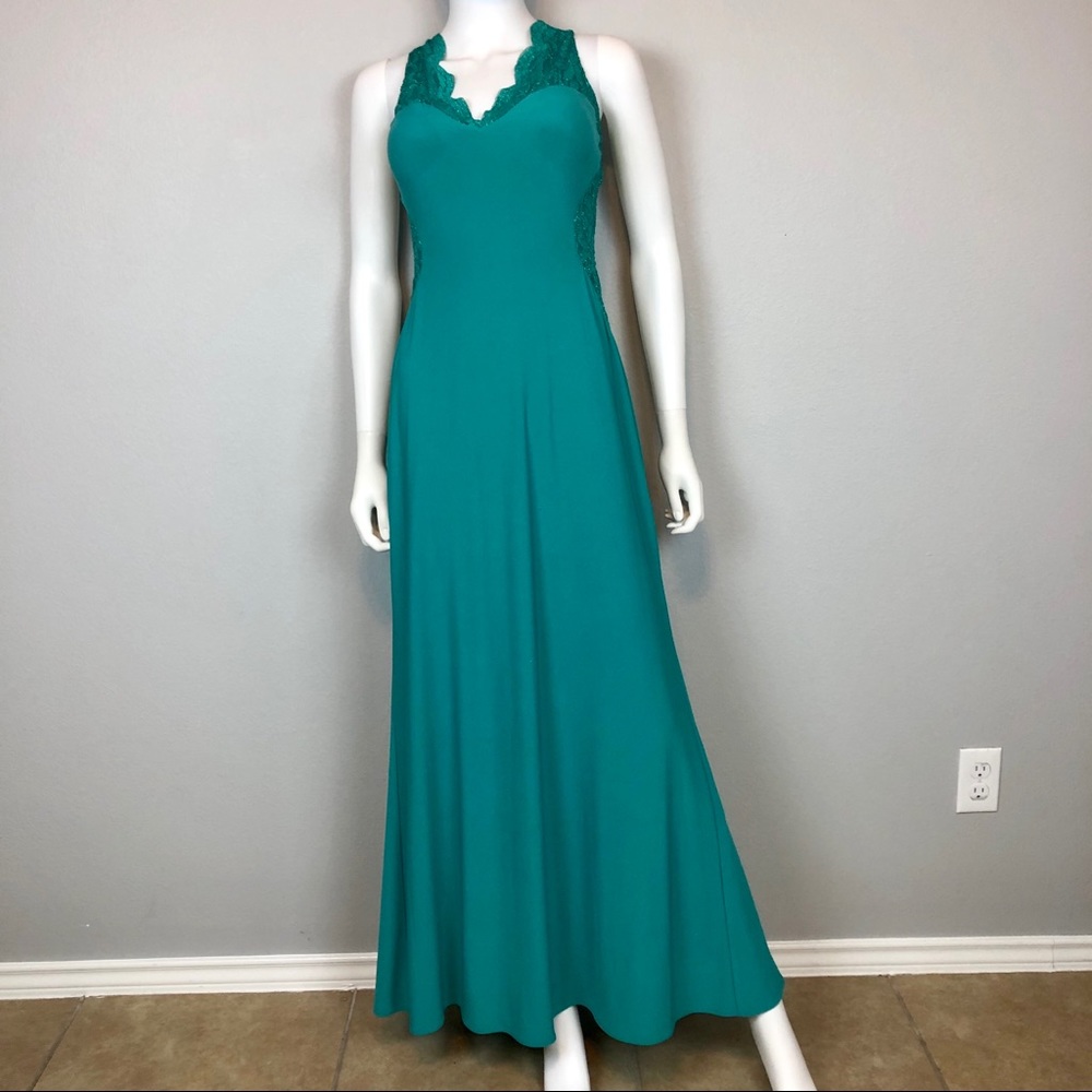 Morgan & Co Sea Green Lace Prom Formal Dress